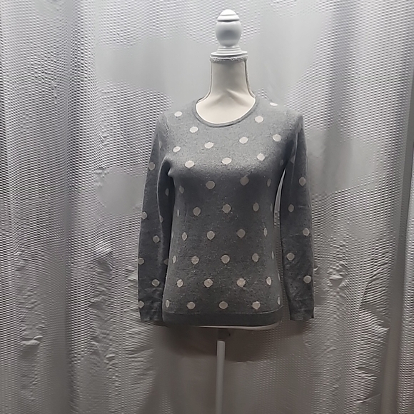 Talbots Sweaters - Talbots~Gray‎ Polka Dot Sweater 100 % Pure Cashmere Size SP